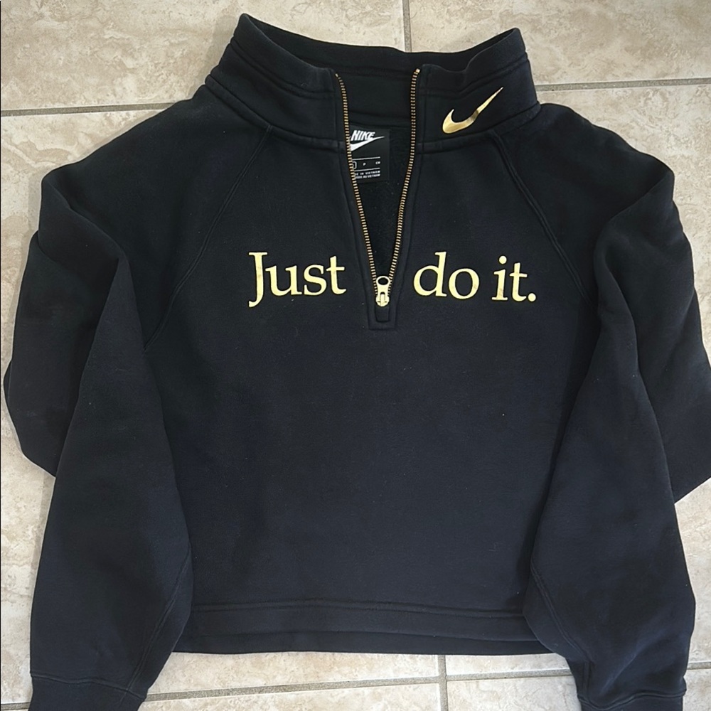 Nike Black and Gold Half-Zip Sweatshirt